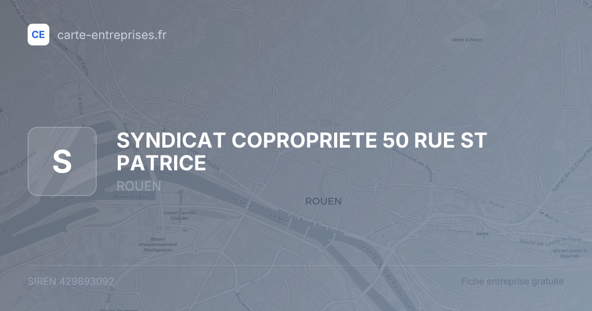 SYNDICAT COPROPRIETE 50 RUE ST PATRICE — 429893092 — fiche entreprise