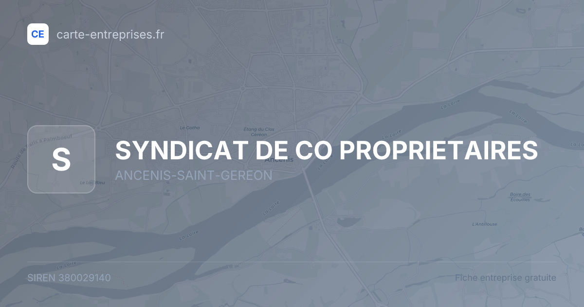 SYNDICAT DE CO PROPRIETAIRES — 380029140 — fiche entreprise