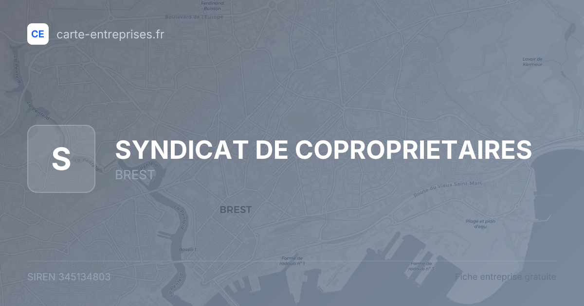 SYNDICAT DE COPROPRIETAIRES — 345134803 — fiche entreprise