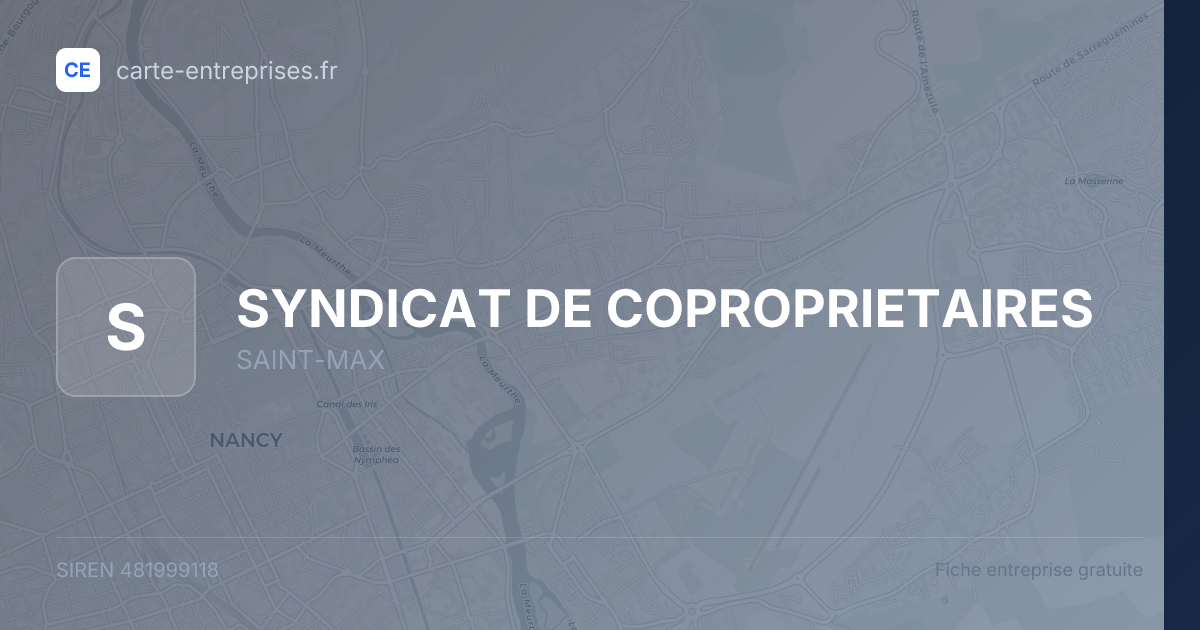 SYNDICAT DE COPROPRIETAIRES — 481999118 — fiche entreprise