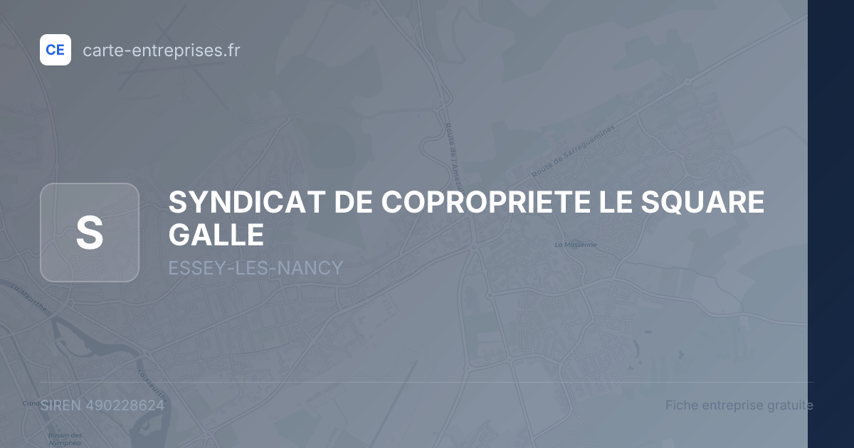 SYNDICAT DE COPROPRIETE LE SQUARE GALLE — 490228624 — fiche entreprise