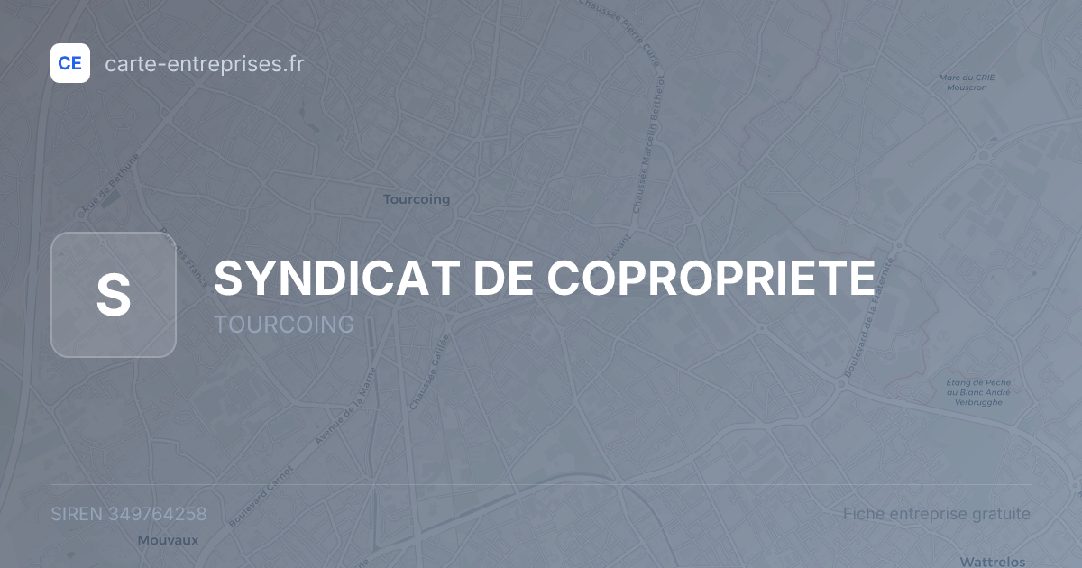 SYNDICAT DE COPROPRIETE — 349764258 — fiche entreprise