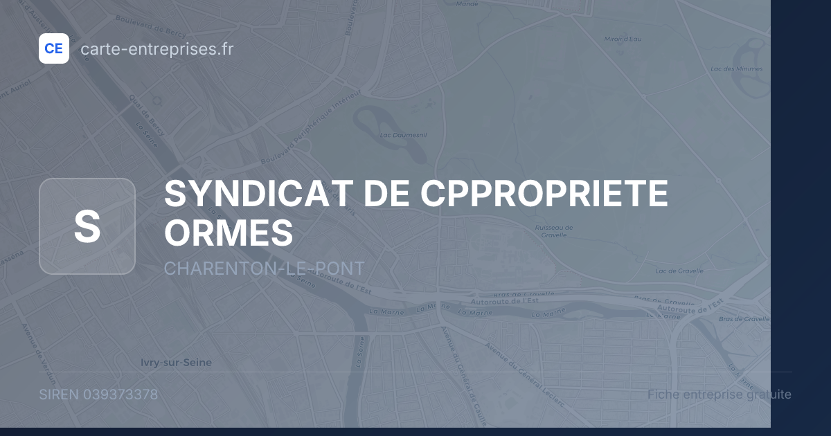 SYNDICAT DE CPPROPRIETE ORMES — 039373378 — fiche entreprise