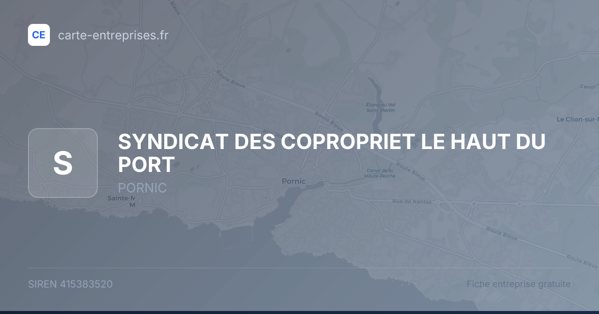 SYNDICAT DES COPROPRIET LE HAUT DU PORT — 415383520 — fiche entreprise
