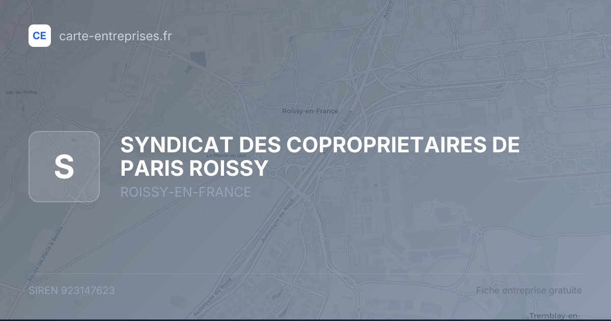 SYNDICAT DES COPROPRIETAIRES DE PARIS ROISSY — 923147623 — fiche entreprise