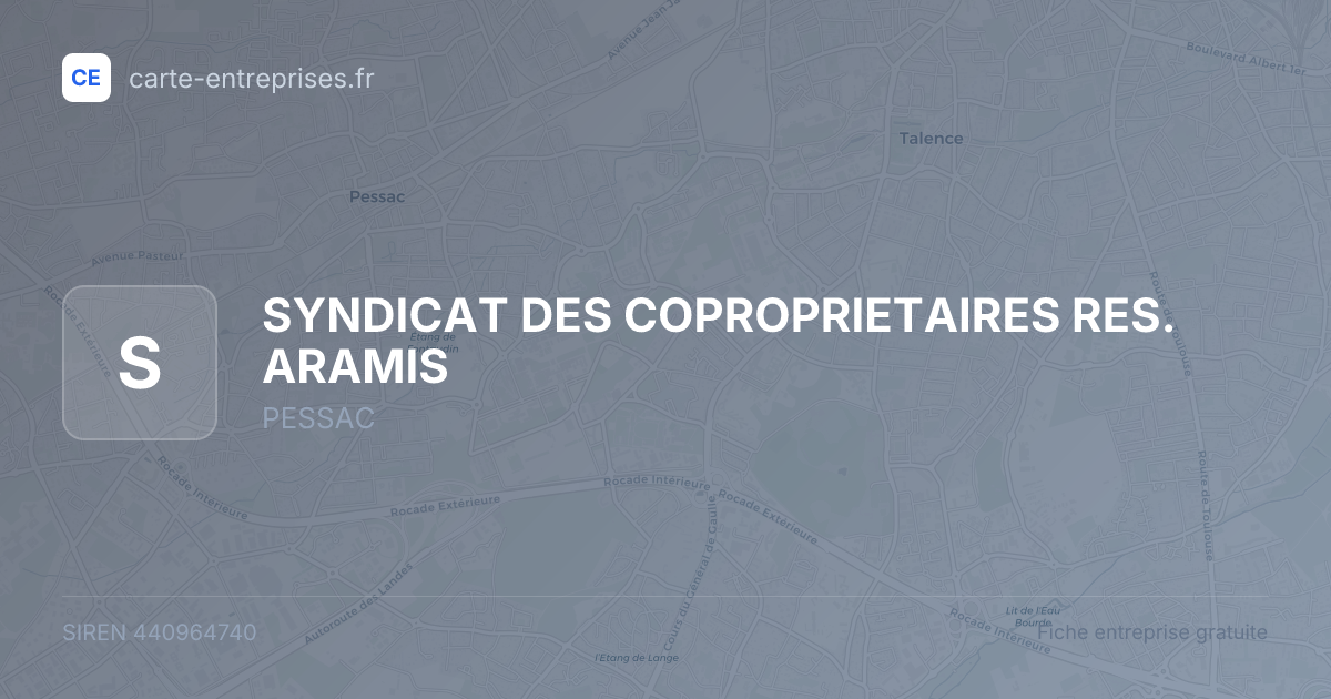 SYNDICAT DES COPROPRIETAIRES RES. ARAMIS — 440964740 — fiche entreprise