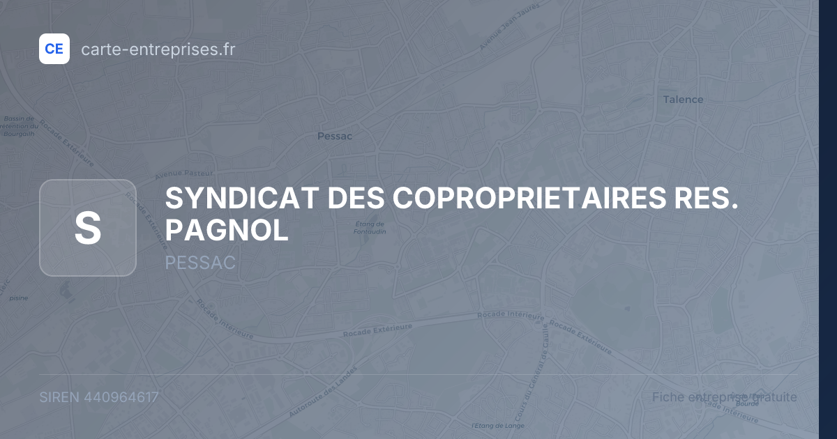 SYNDICAT DES COPROPRIETAIRES RES. PAGNOL — 440964617 — fiche entreprise