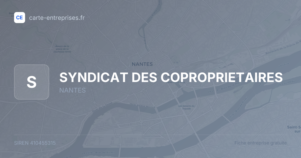 SYNDICAT DES COPROPRIETAIRES — 410455315 — fiche entreprise