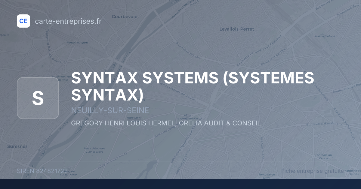 SYNTAX SYSTEMS (SYSTEMES SYNTAX) — 824821722 — fiche entreprise