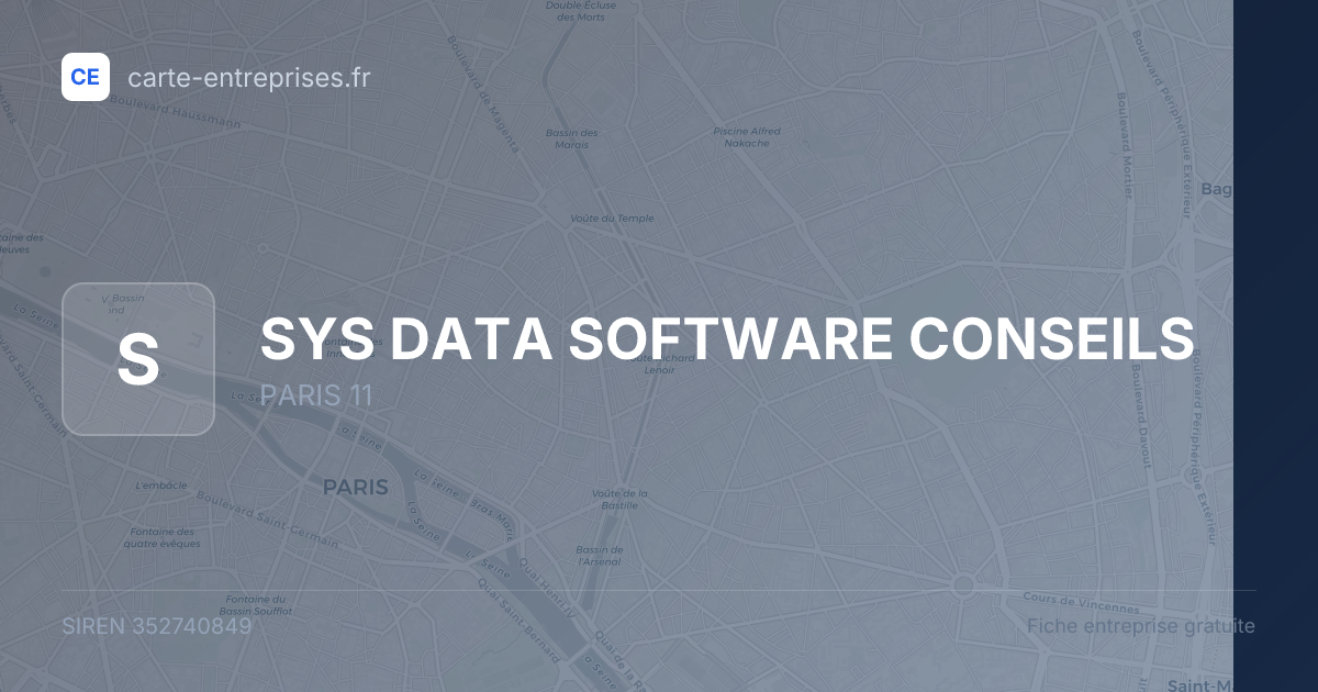 SYS DATA SOFTWARE CONSEILS — 352740849 — fiche entreprise