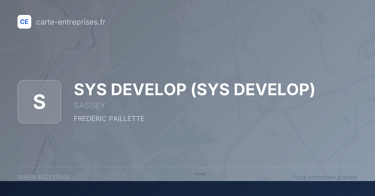 SYS DEVELOP — 892131848 — fiche entreprise