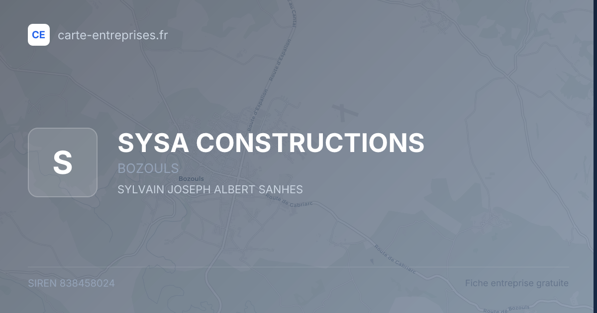SYSA CONSTRUCTIONS — 838458024 — fiche entreprise