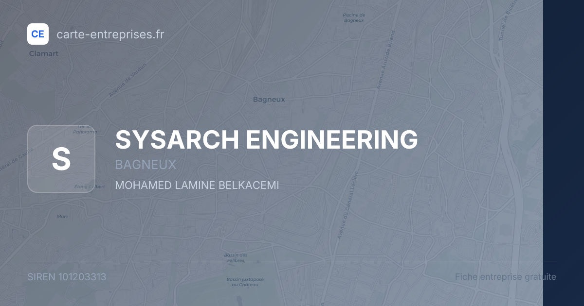 SYSARCH ENGINEERING — 101203313 — fiche entreprise