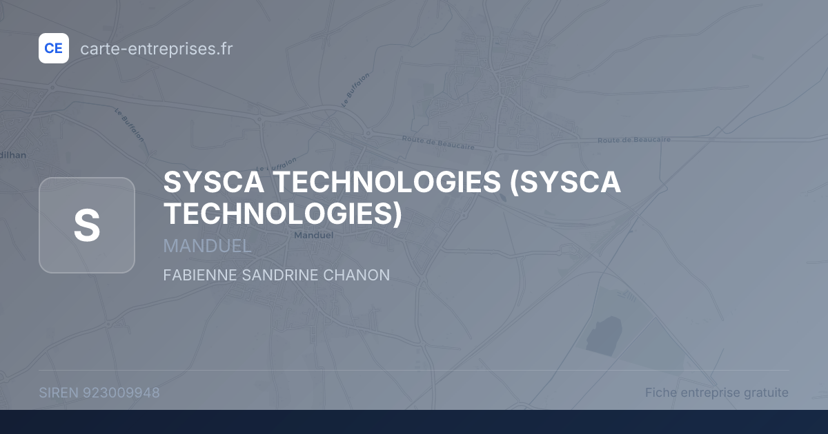 SYSCA TECHNOLOGIES — 923009948 — fiche entreprise