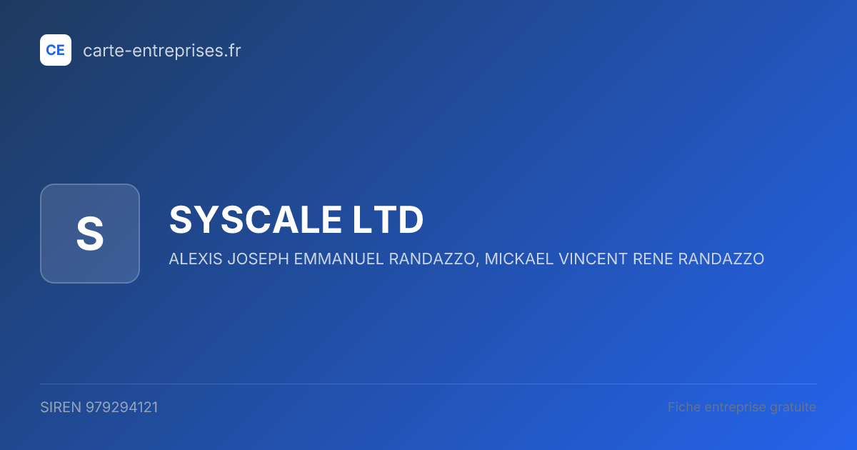 SYSCALE LTD — 979294121 — fiche entreprise