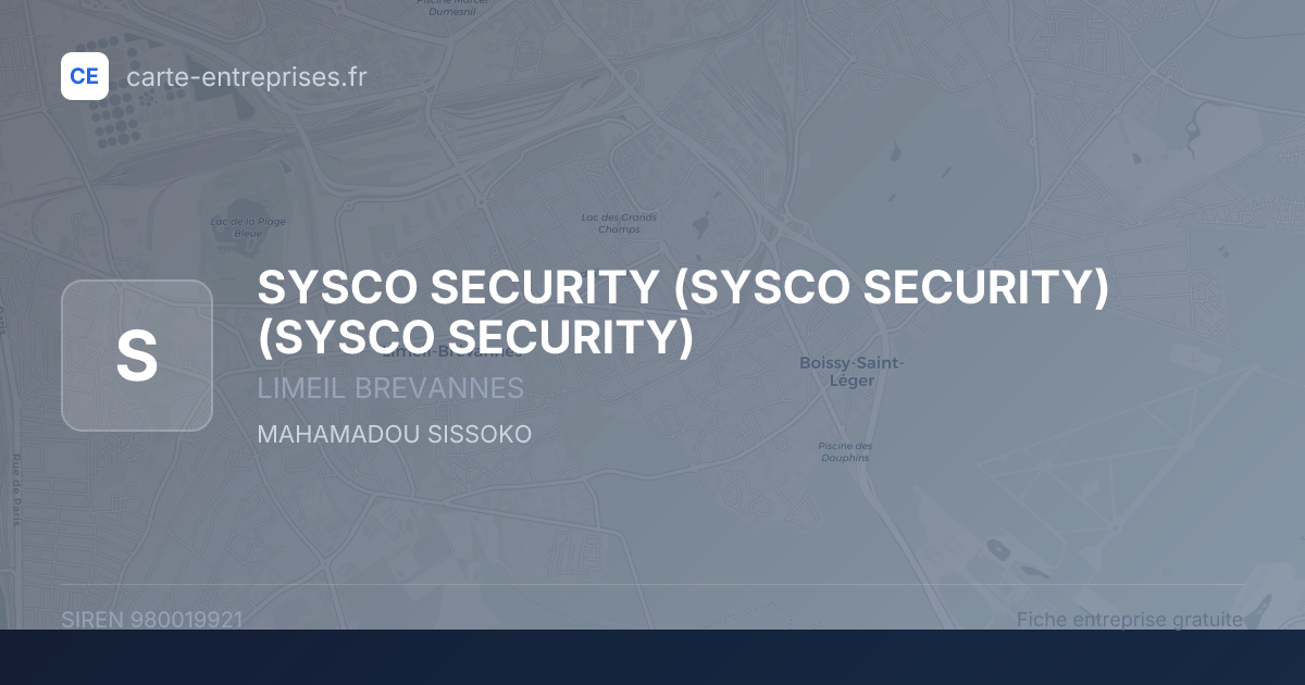 SYSCO SECURITY (SYSCO SECURITY) (SYSCO SECURITY) — 980019921 — fiche entreprise