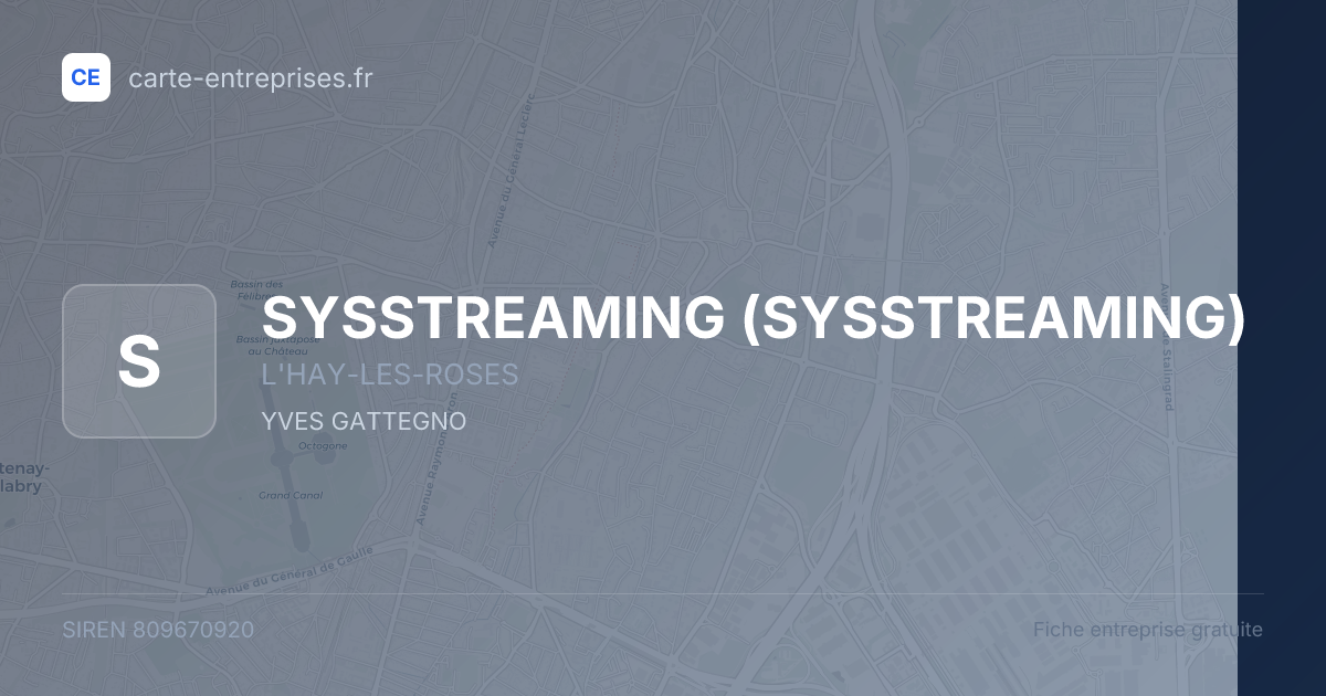 SYSSTREAMING — 809670920 — fiche entreprise