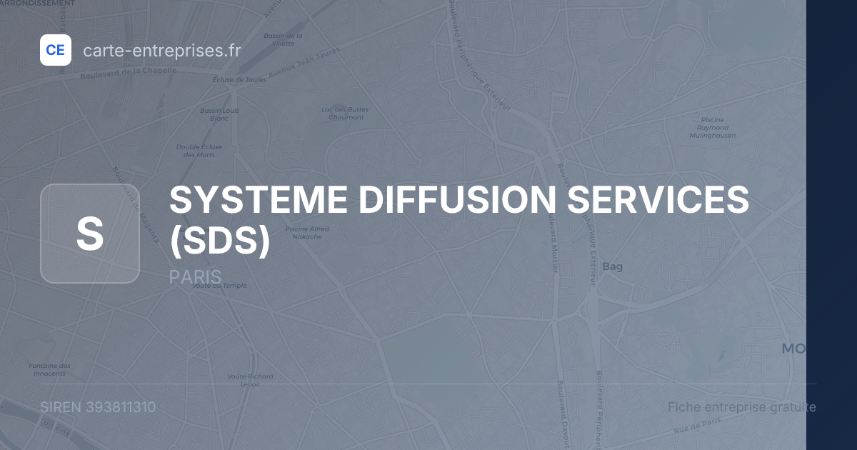 SYSTEME DIFFUSION SERVICES (SDS) — 393811310 — fiche entreprise