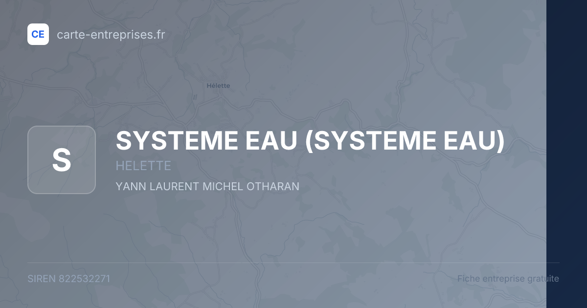 SYSTEME EAU — 822532271 — fiche entreprise
