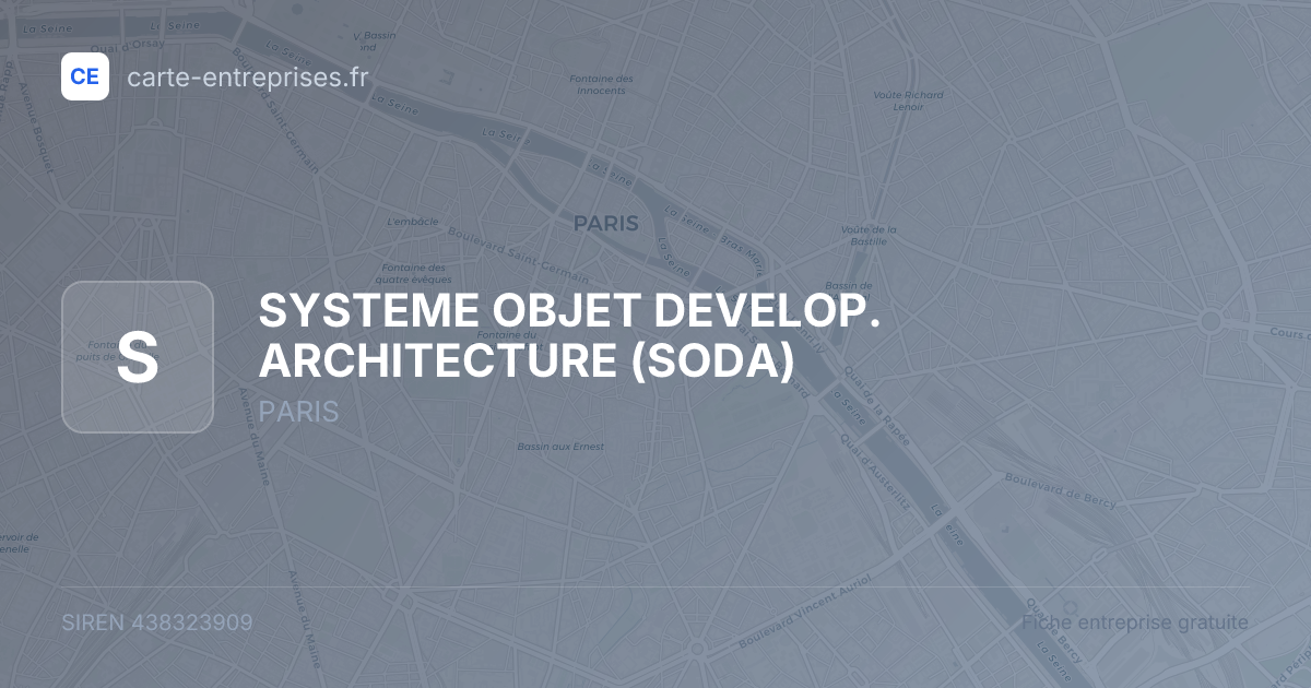 SYSTEME OBJET DEVELOP. ARCHITECTURE (SODA) — 438323909 — fiche entreprise