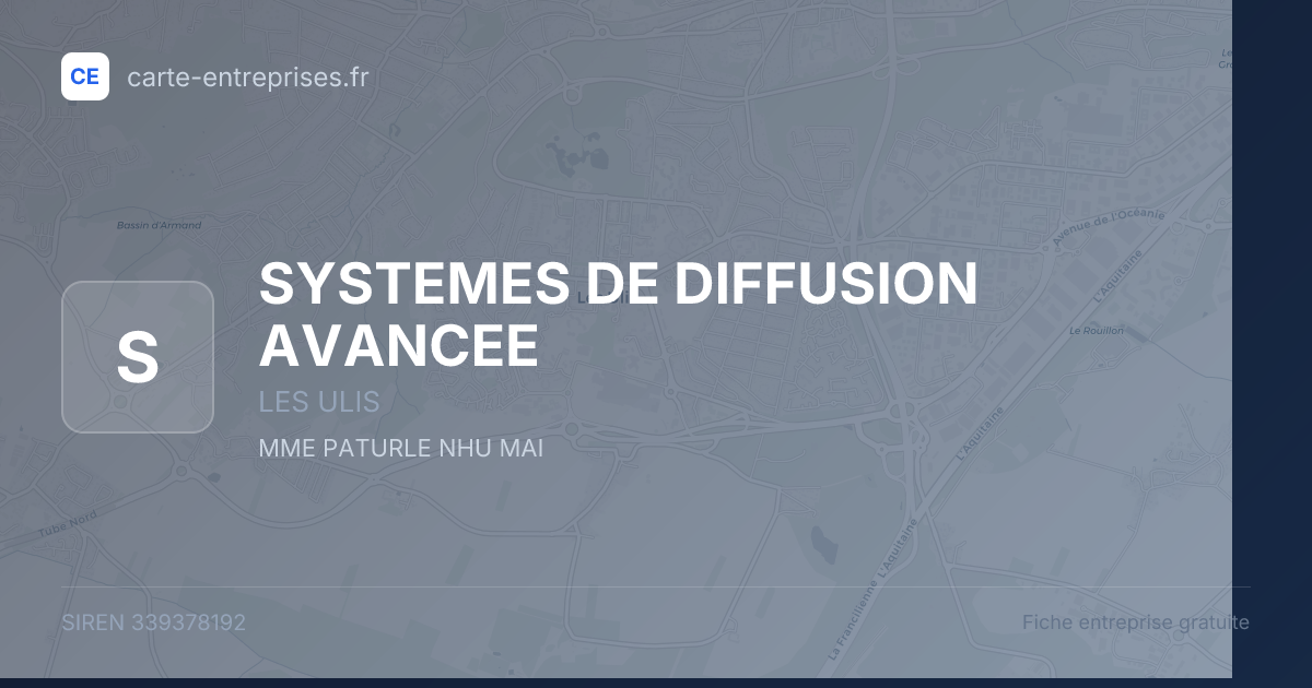 SYSTEMES DE DIFFUSION AVANCEE — 339378192 — fiche entreprise