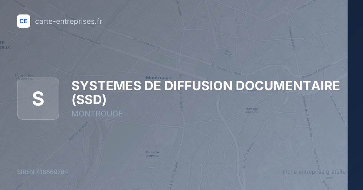 SYSTEMES DE DIFFUSION DOCUMENTAIRE (SSD) — 418669784 — fiche entreprise