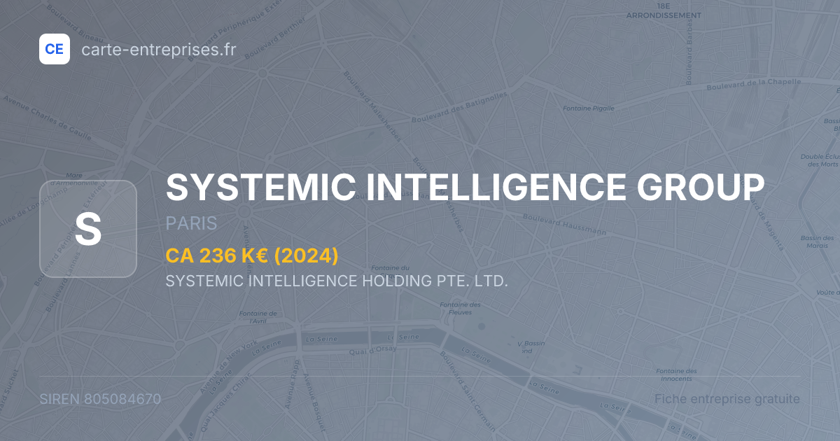 SYSTEMIC INTELLIGENCE GROUP — 805084670 — fiche entreprise