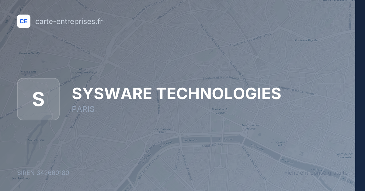 SYSWARE TECHNOLOGIES — 342660180 — fiche entreprise