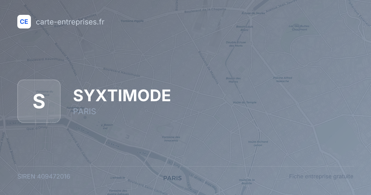 SYXTIMODE — 409472016 — fiche entreprise