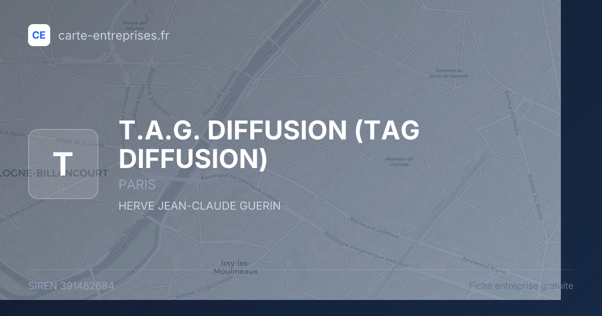 T.A.G. DIFFUSION (TAG DIFFUSION) — 391482684 — fiche entreprise