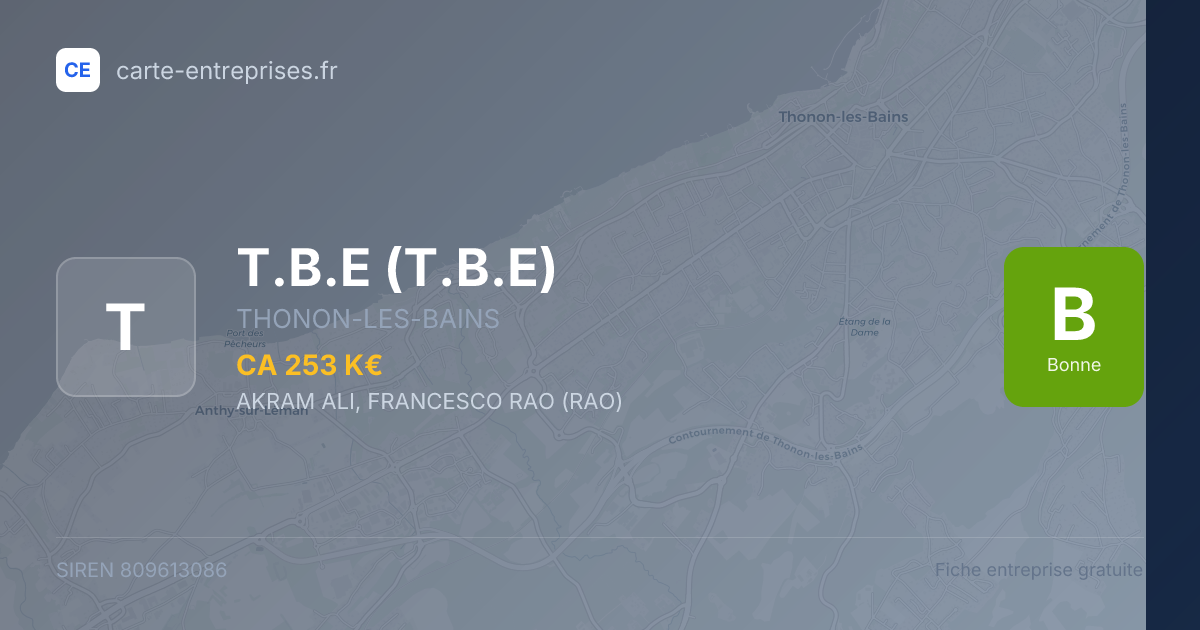 T.B.E — 809613086 — fiche entreprise