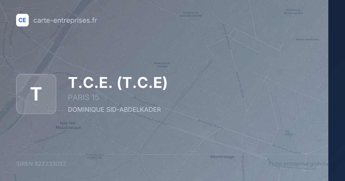 T.C.E. (T.C.E) — 822233052 — fiche entreprise