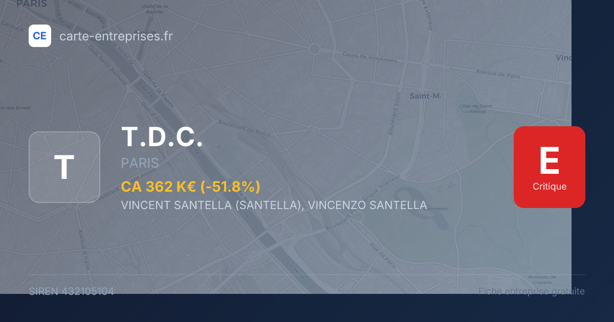 T.D.C. — 432105104 — fiche entreprise