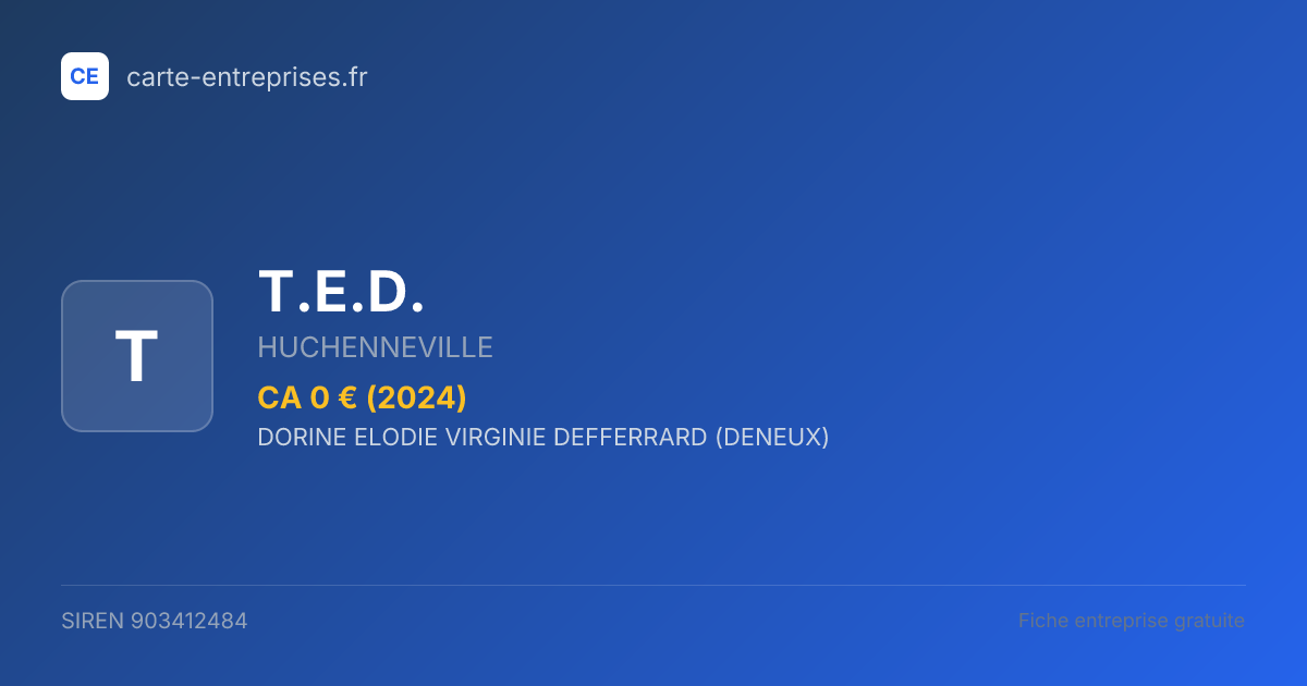 T.E.D. — 903412484 — fiche entreprise