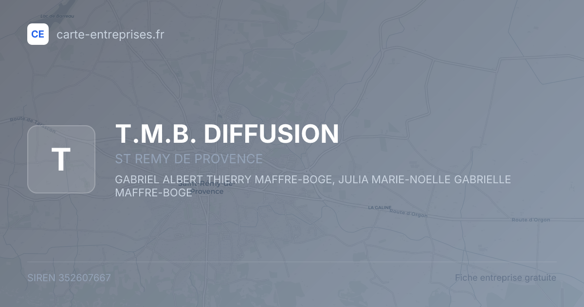 T.M.B. DIFFUSION — 352607667 — fiche entreprise