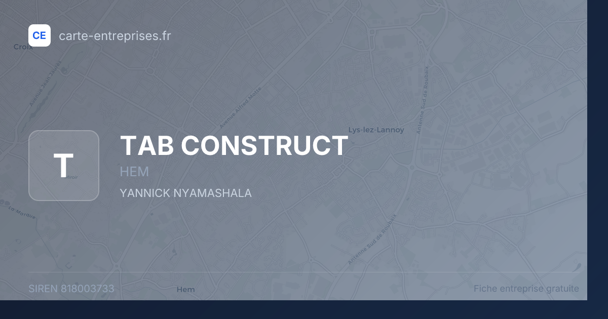 TAB CONSTRUCT — 818003733 — fiche entreprise