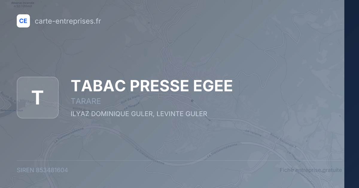 TABAC PRESSE EGEE — 853481604 — fiche entreprise