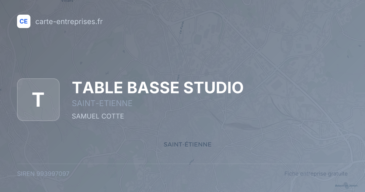 TABLE BASSE STUDIO — 993997097 — fiche entreprise