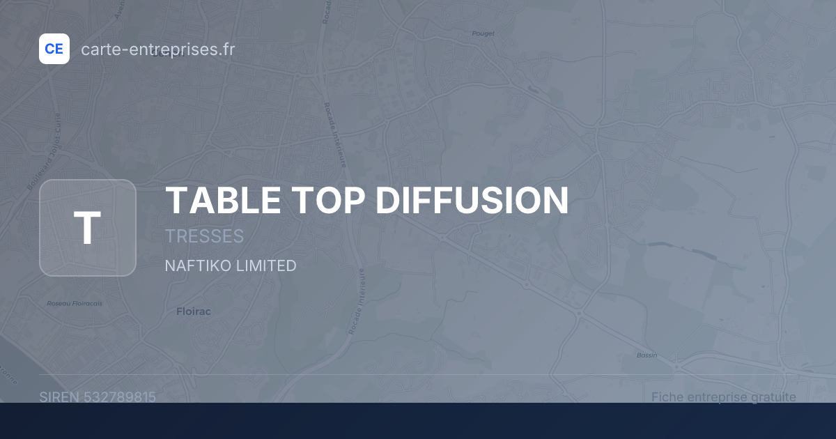 TABLE TOP DIFFUSION — 532789815 — fiche entreprise