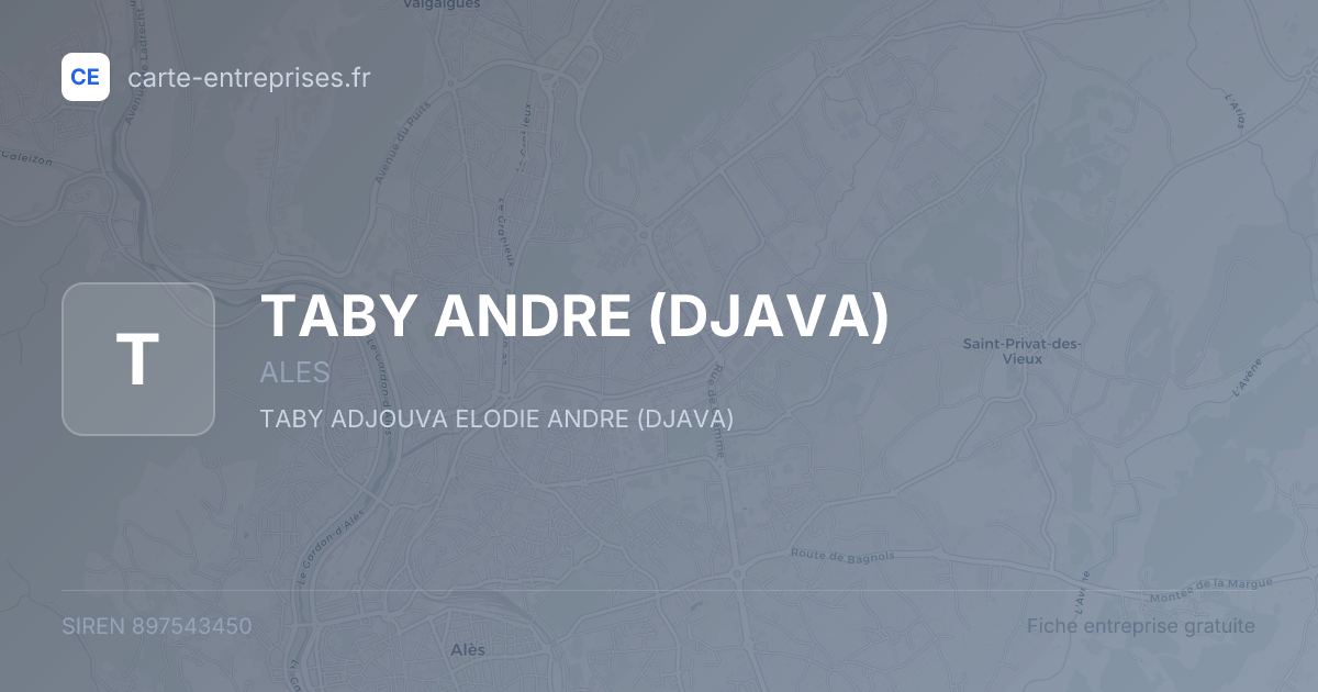 TABY ANDRE (DJAVA) — 897543450 — fiche entreprise