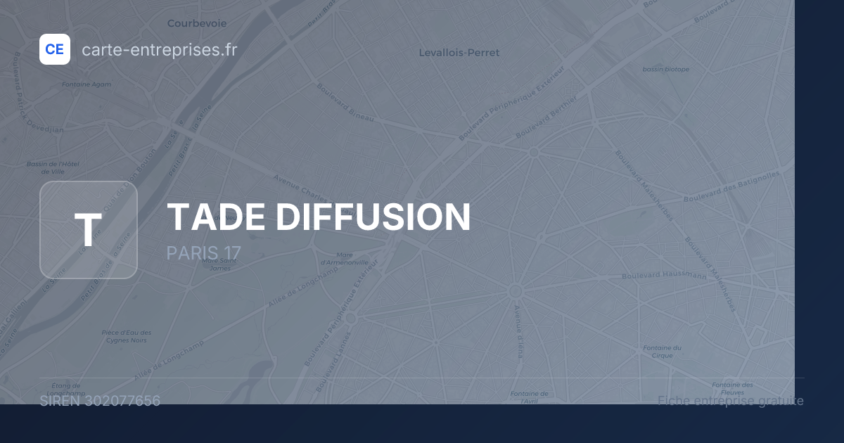 TADE DIFFUSION — 302077656 — fiche entreprise