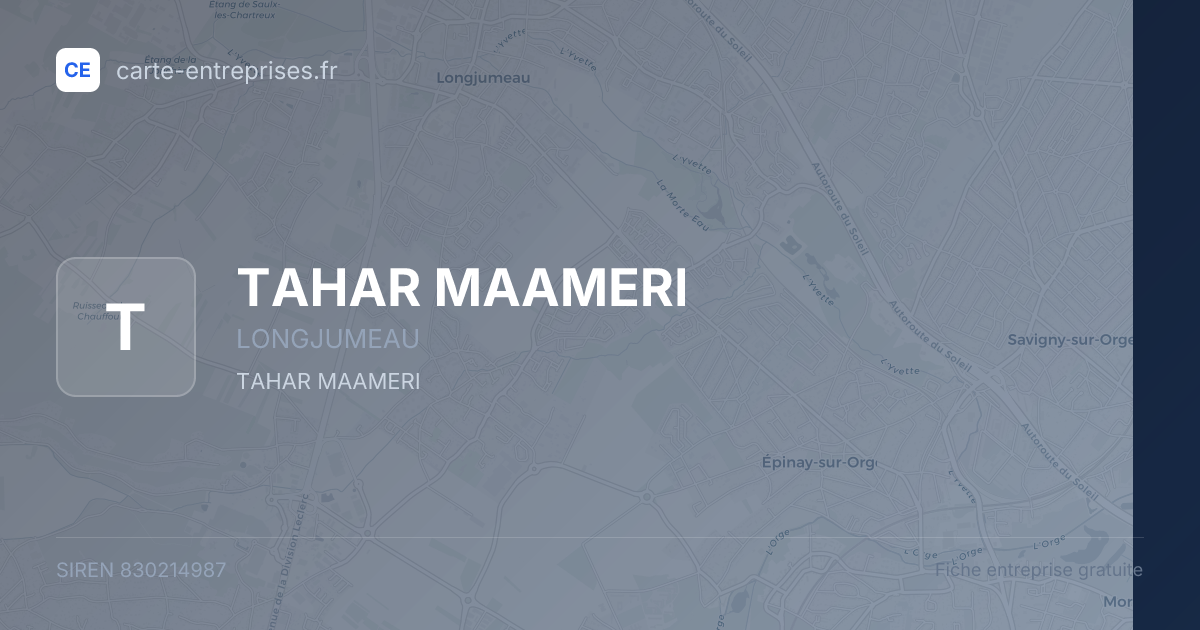 TAHAR MAAMERI — 830214987 — fiche entreprise