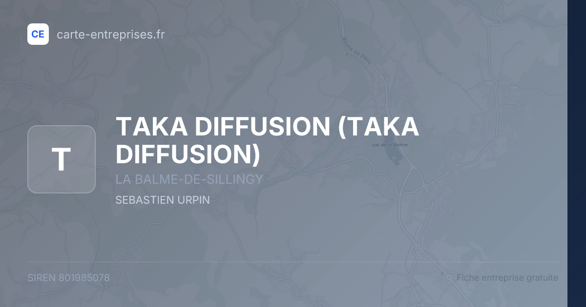 TAKA DIFFUSION — 801985078 — fiche entreprise