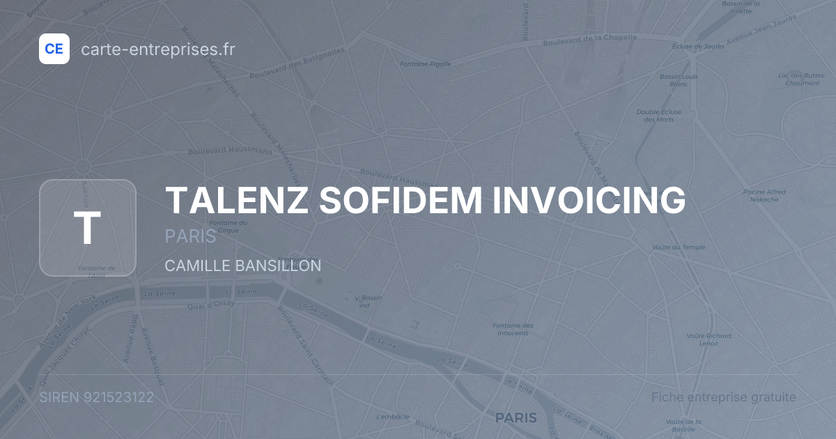 TALENZ SOFIDEM INVOICING — 921523122 — fiche entreprise