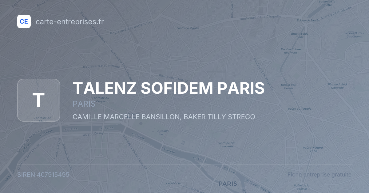 TALENZ SOFIDEM PARIS — 407915495 — fiche entreprise