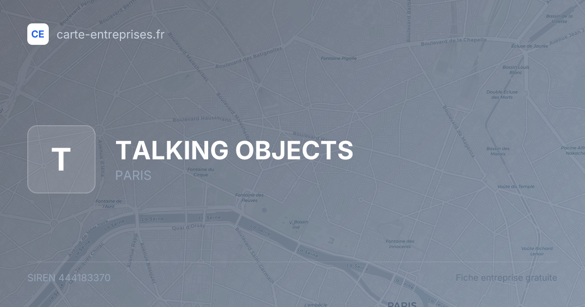 TALKING OBJECTS — 444183370 — fiche entreprise