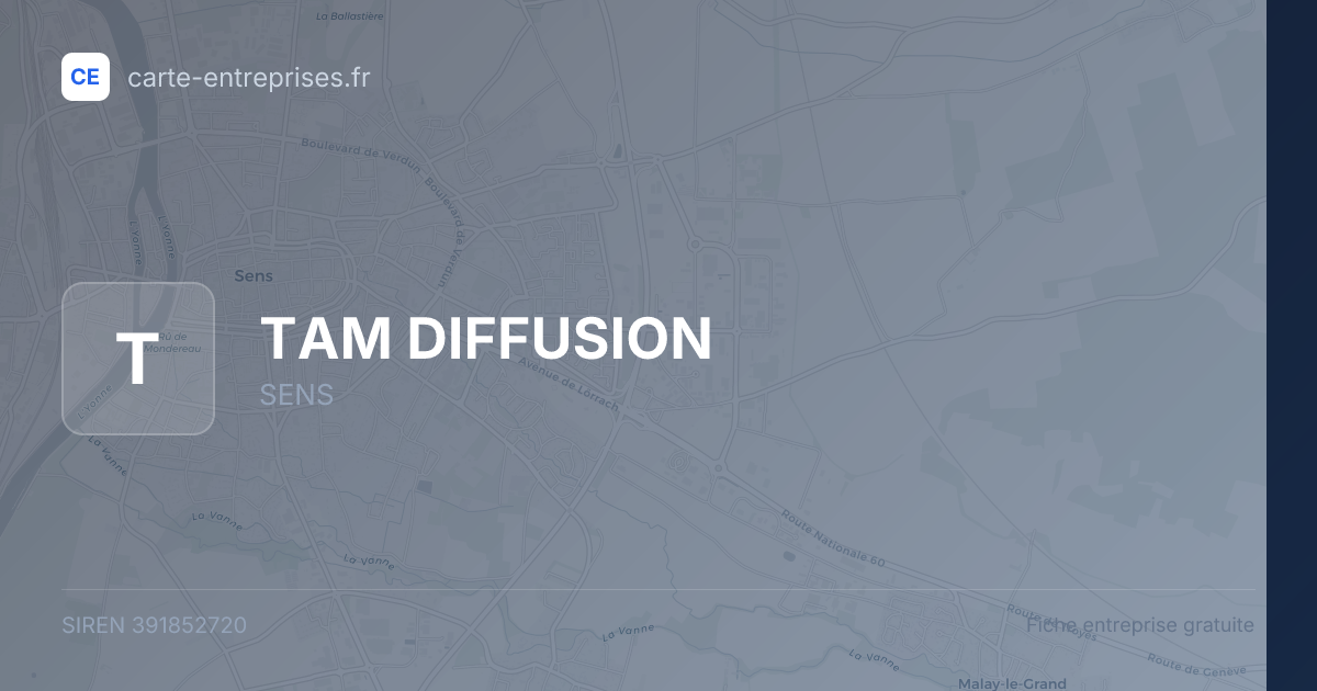 TAM DIFFUSION — 391852720 — fiche entreprise