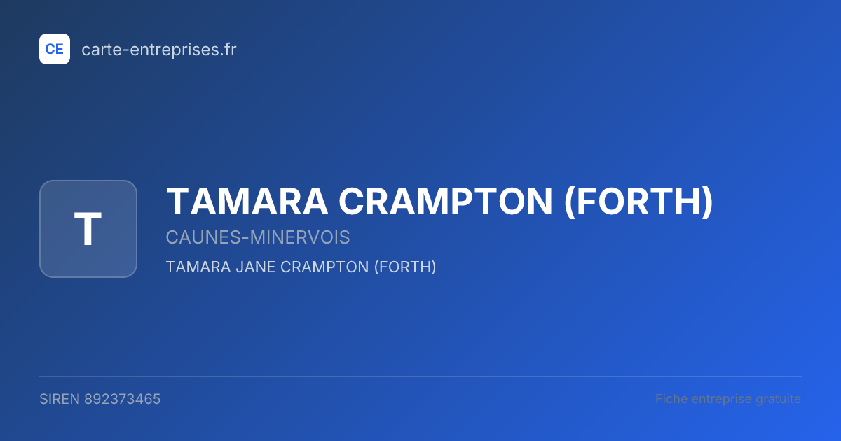 TAMARA CRAMPTON (FORTH) — 892373465 — fiche entreprise