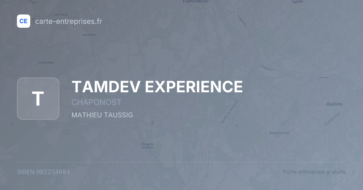 TAMDEV EXPERIENCE — 982234684 — fiche entreprise