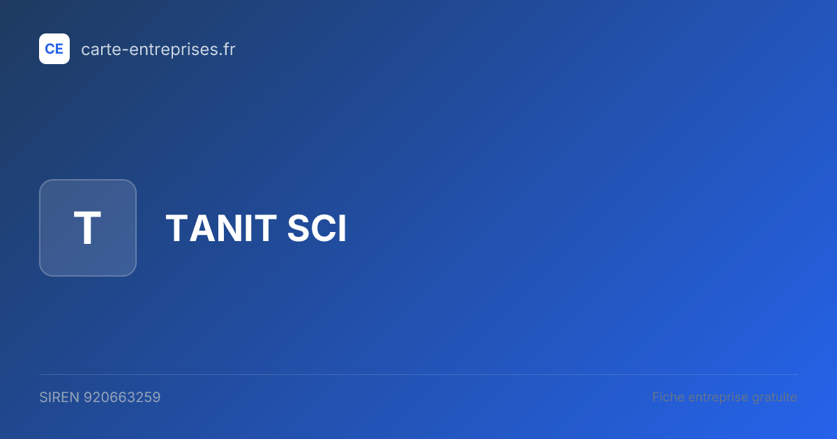 TANIT SCI — 920663259 — fiche entreprise